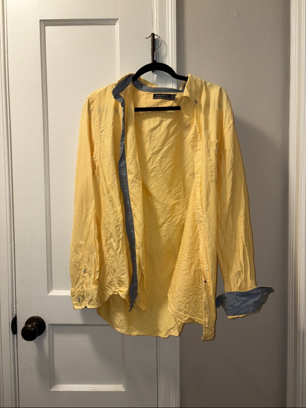 Nautica Yellow Shirt with Gray Trim Collar